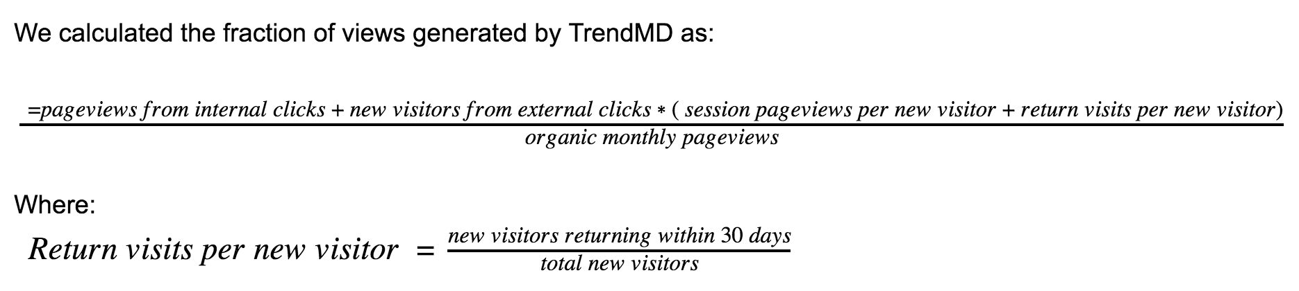 Graph visualizing the projected increase in readership for a standard website with 100,000 monthly page views, based on different levels of TrendMD marketing spend.